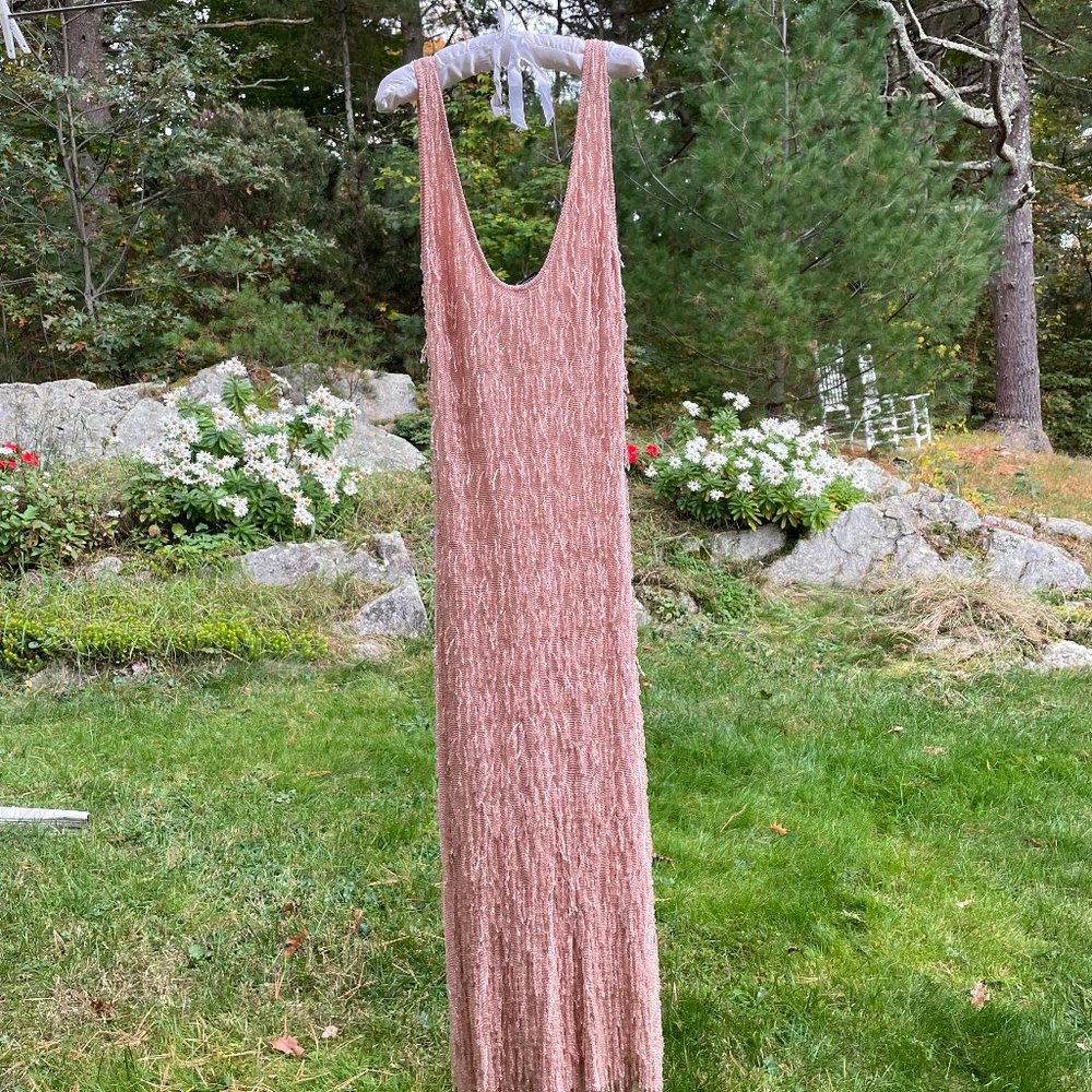 Moschino - Full length Size 6 (Eur 42) Pale Salmon Beaded Couture Dress